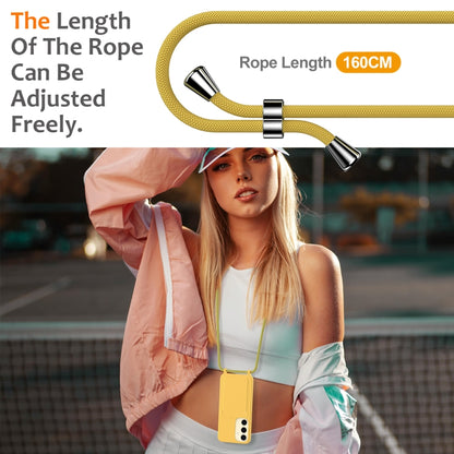 For Samsung Galaxy S24+ 5G Integrated Card Bag Solid Color Liquid Silicone Phone Case with Lanyard(Yellow) - Galaxy S24+ 5G Cases by buy2fix | Online Shopping UK | buy2fix