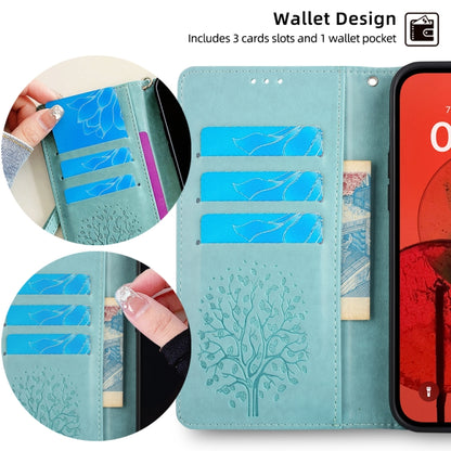 For OnePlus 11 Tree & Deer Embossed Leather Phone Case(Green) - OnePlus Cases by buy2fix | Online Shopping UK | buy2fix