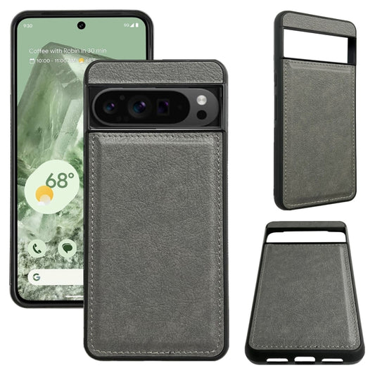 For Google Pixel 9 Pro XL Cowhide Texture Back Cover Phone Case(Grey) - Google Cases by buy2fix | Online Shopping UK | buy2fix