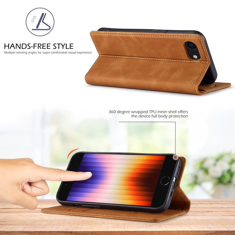 For iPhone SE 2024 LC.IMEEKE Strong Magnetism Microfiber Leather Phone Case(Brown) - More iPhone Cases by LC.IMEEKE | Online Shopping UK | buy2fix