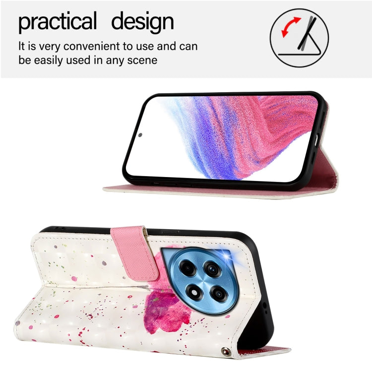 For OnePlus 12 5G Global 3D Painting Horizontal Flip Leather Phone Case(Flower) - OnePlus Cases by buy2fix | Online Shopping UK | buy2fix