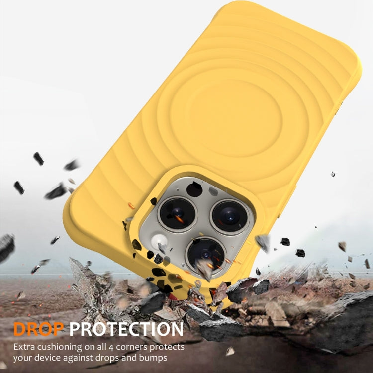 For iPhone 13 Pro Max Wave Texture MagSafe Magnetic Liquid Silicone Phone Case(Yellow) - iPhone 13 Pro Max Cases by buy2fix | Online Shopping UK | buy2fix