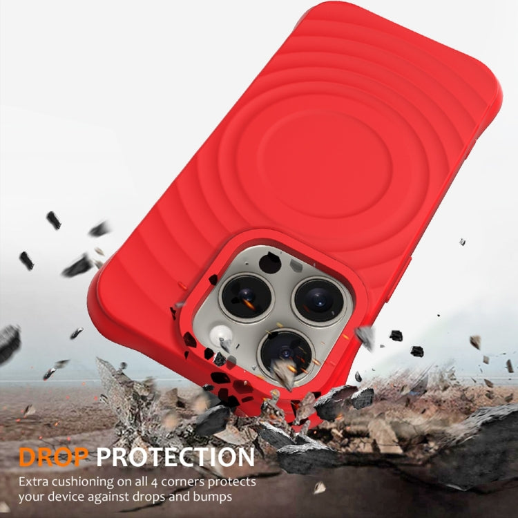 For iPhone 13 Pro Max Wave Texture MagSafe Magnetic Liquid Silicone Phone Case(Red) - iPhone 13 Pro Max Cases by buy2fix | Online Shopping UK | buy2fix