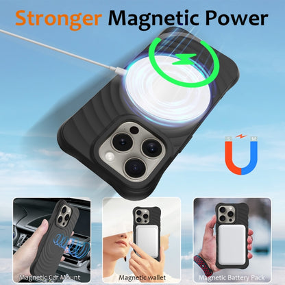 For iPhone 16 Pro Wave Texture MagSafe Magnetic Liquid Silicone Phone Case(Black) - iPhone 16 Pro Cases by buy2fix | Online Shopping UK | buy2fix