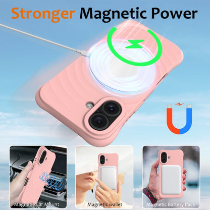 For iPhone 16 Wave Texture MagSafe Magnetic Liquid Silicone Phone Case(Pink) - iPhone 16 Cases by buy2fix | Online Shopping UK | buy2fix