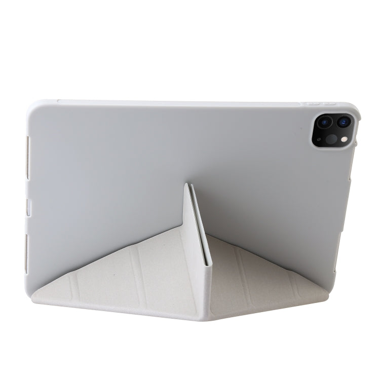 For iPad Pro 13 2024 TPU Deformation Flip Leather Tablet Case with Holder(Grey) - iPad Pro 13 2024 Cases by buy2fix | Online Shopping UK | buy2fix