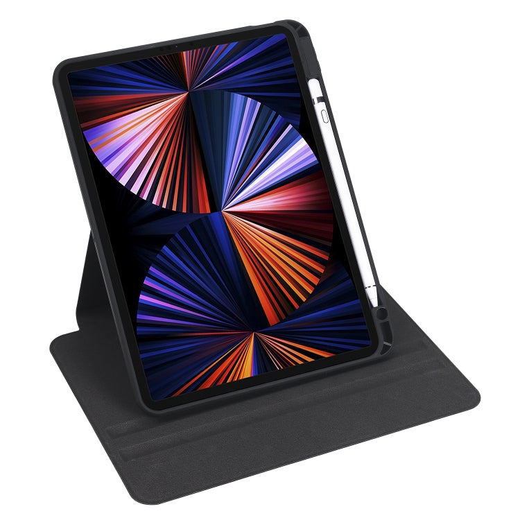 For iPad Air 13 2024 Acrylic 360 Degree Rotation Holder Leather Tablet Case(Black) - iPad Air 13 2024 Cases by buy2fix | Online Shopping UK | buy2fix