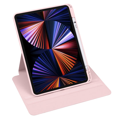 For iPad Air 13 2024 Acrylic 360 Degree Rotation Holder Leather Tablet Case(Sand Pink) - iPad Air 13 2024 Cases by buy2fix | Online Shopping UK | buy2fix