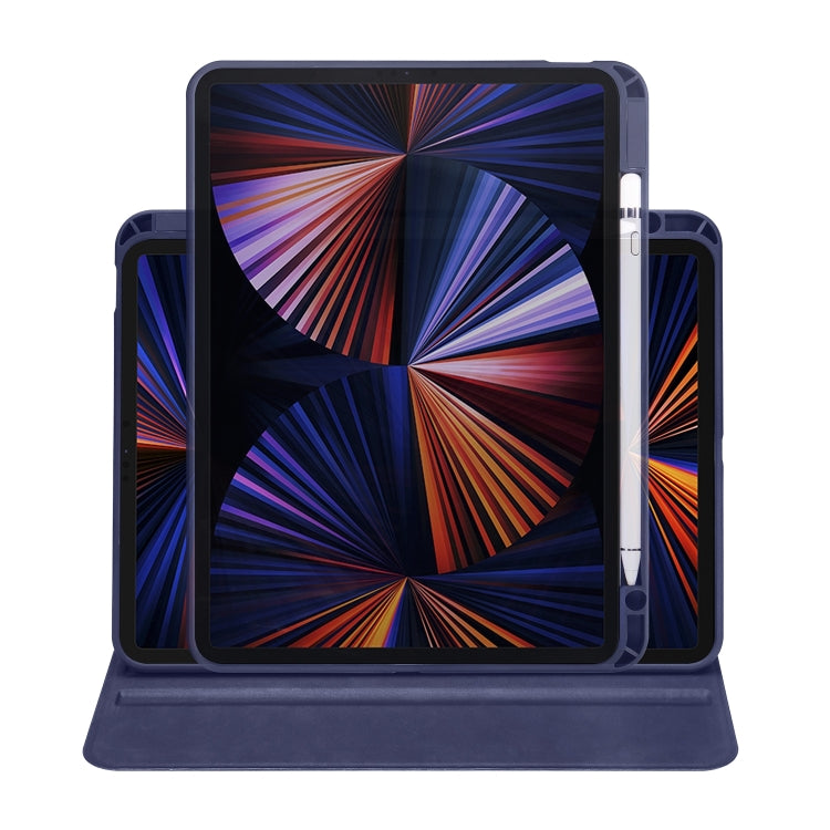 For iPad Air 13 2024 Acrylic 360 Degree Rotation Holder Leather Tablet Case(Dark Blue) - iPad Air 13 2024 Cases by buy2fix | Online Shopping UK | buy2fix