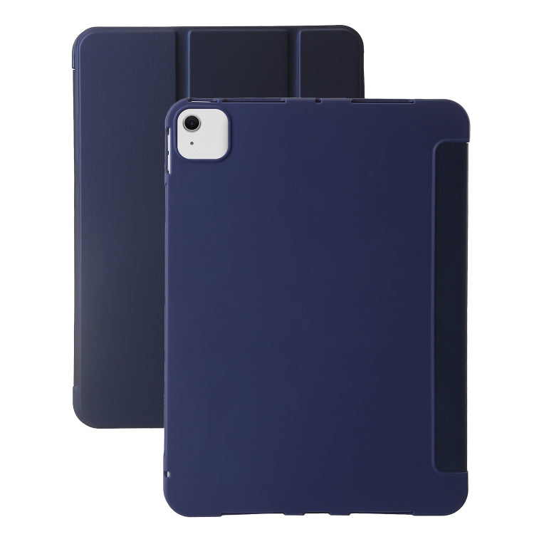 For iPad Air 13 2024 Three-fold Holder Flip Tablet Leather Case(Dark Blue) - iPad Air 13 2024 Cases by buy2fix | Online Shopping UK | buy2fix