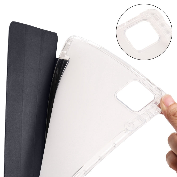 For iPad Pro 13 2024 3-fold Clear TPU Smart Leather Tablet Case with Pen Slot(Black) - iPad Pro 13 2024 Cases by buy2fix | Online Shopping UK | buy2fix