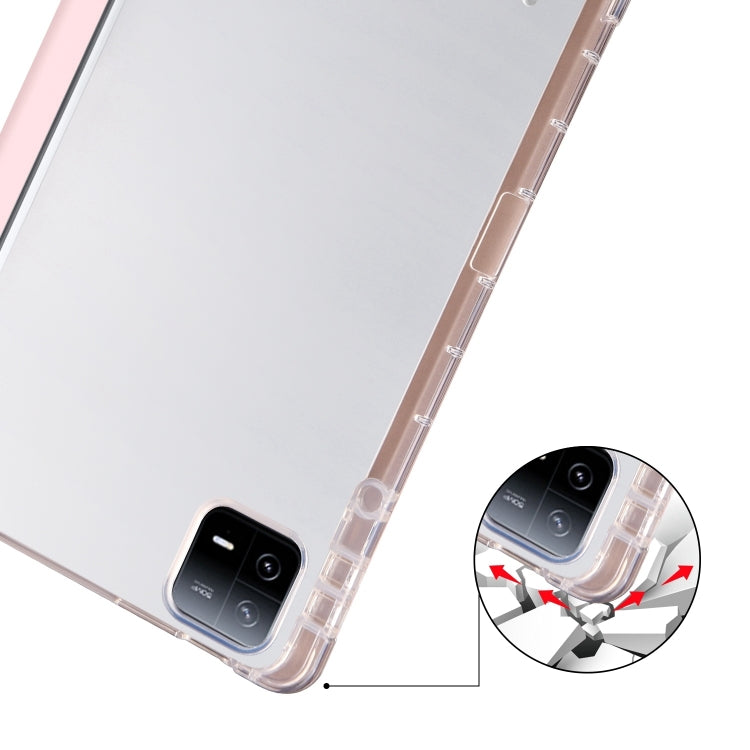 For iPad Pro 13 2024 3-fold Clear TPU Smart Leather Tablet Case with Pen Slot(Sand Pink) - iPad Pro 13 2024 Cases by buy2fix | Online Shopping UK | buy2fix