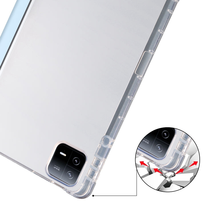 For iPad Pro 11 2024 3-fold Clear TPU Smart Leather Tablet Case with Pen Slot(Ice Blue) - iPad Pro 11 2024 Cases by buy2fix | Online Shopping UK | buy2fix