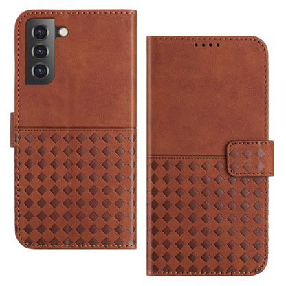 For Samsung Galaxy S21+ 5G Woven Embossed RFID Blocking Leather Phone Case(Brown) - Galaxy S21+ 5G Cases by buy2fix | Online Shopping UK | buy2fix