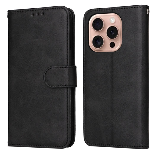 For iPhone 16 Pro Classic Calf Texture Flip Leather Phone Case(Black) - iPhone 16 Pro Cases by buy2fix | Online Shopping UK | buy2fix