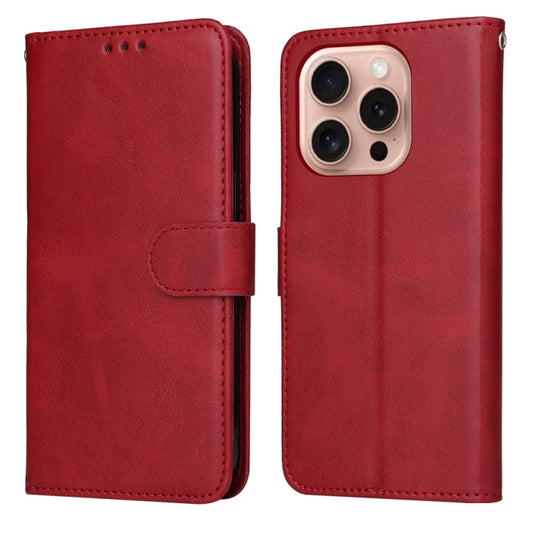 For iPhone 16 Pro Classic Calf Texture Flip Leather Phone Case(Red) - iPhone 16 Pro Cases by buy2fix | Online Shopping UK | buy2fix