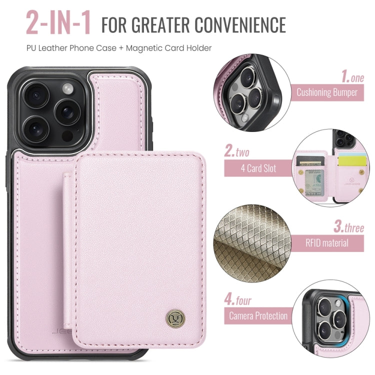 For iPhone 16 Pro Max JEEHOOD J05 Business Magnetic Style RFID Leather Phone Case(Pink) - iPhone 16 Pro Max Cases by JEEHOOD | Online Shopping UK | buy2fix