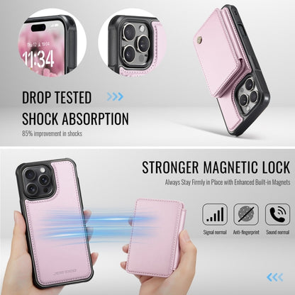 For iPhone 16 Pro JEEHOOD J05 Business Magnetic Style RFID Leather Phone Case(Pink) - iPhone 16 Pro Cases by JEEHOOD | Online Shopping UK | buy2fix