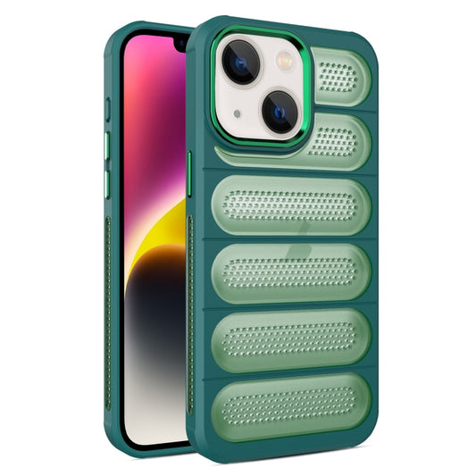 For iPhone 14 Cooling Armor Translucent Mesh Breathable Phone Case(Green) - iPhone 14 Cases by buy2fix | Online Shopping UK | buy2fix