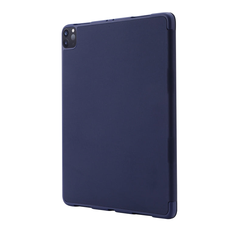 For iPad Pro 13 2024 Skin Feel Tri-fold Leather Tablet Case with Pen Slot(Dark Blue) - iPad Pro 13 2024 Cases by buy2fix | Online Shopping UK | buy2fix