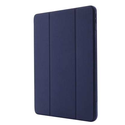 For iPad Air 11 2024 Skin Feel Tri-fold Leather Tablet Case with Pen Slot(Dark Blue) - iPad Air 11 2024 Cases by buy2fix | Online Shopping UK | buy2fix