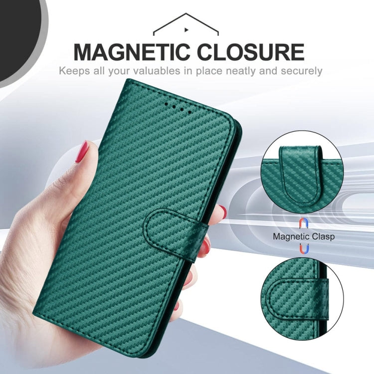 For iPhone 16 Pro Max YX0070 Carbon Fiber Buckle Leather Phone Case with Lanyard(Dark Green) - iPhone 16 Pro Max Cases by buy2fix | Online Shopping UK | buy2fix