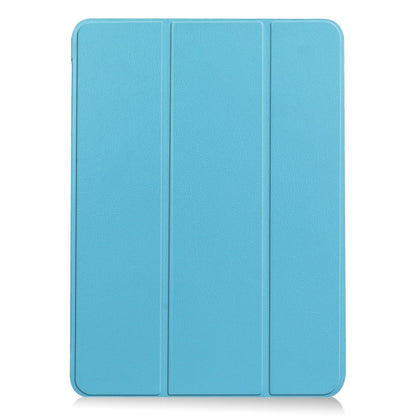 For iPad Air 11 2024 Custer Pure Color 3-Fold Holder Smart Leather Tablet Case(Sky Blue) - iPad Air 11 2024 Cases by buy2fix | Online Shopping UK | buy2fix