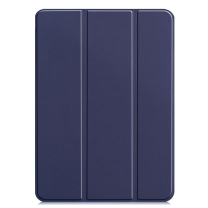 For iPad Pro 11 2024 Custer Pure Color 3-Fold Holder Smart Leather Tablet Case(Blue) - iPad Pro 11 2024 Cases by buy2fix | Online Shopping UK | buy2fix