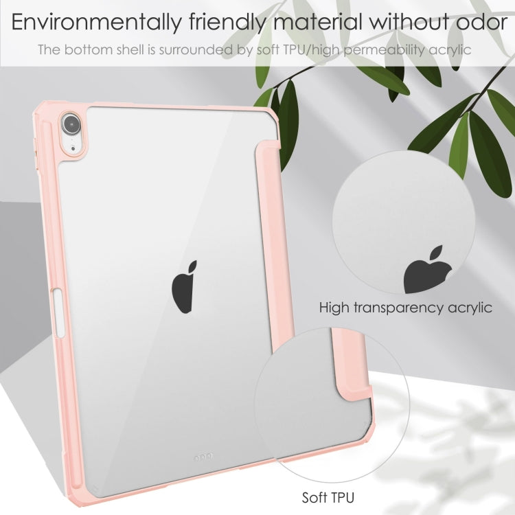 For iPad Air 11 2024 Pure Color 3-fold Clear TPU Smart Leather Tablet Case(Pink) - iPad Air 11 2024 Cases by buy2fix | Online Shopping UK | buy2fix