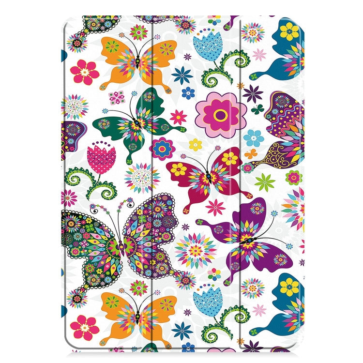 For iPad Pro 11 2024 Custer Painted 3-Fold Holder Smart Leather Tablet Case(Color Butterfly) - iPad Pro 11 2024 Cases by buy2fix | Online Shopping UK | buy2fix