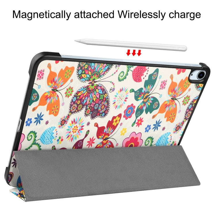 For iPad Air 11 2024 Custer Painted 3-Fold Holder Smart Leather Tablet Case(Color Butterfly) - iPad Air 11 2024 Cases by buy2fix | Online Shopping UK | buy2fix