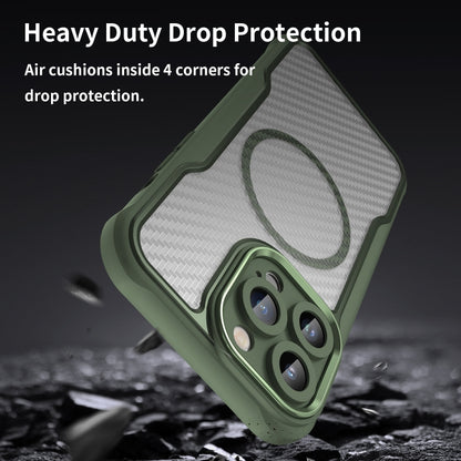 For iPhone 15 Pro Max Carbon Fiber Texture MagSafe Translucent Phone Case(Green) - iPhone 15 Pro Max Cases by buy2fix | Online Shopping UK | buy2fix