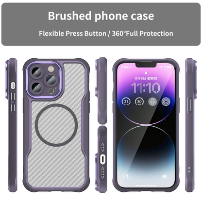 For iPhone 15 Pro Max Carbon Fiber Texture MagSafe Translucent Phone Case(Purple) - iPhone 15 Pro Max Cases by buy2fix | Online Shopping UK | buy2fix