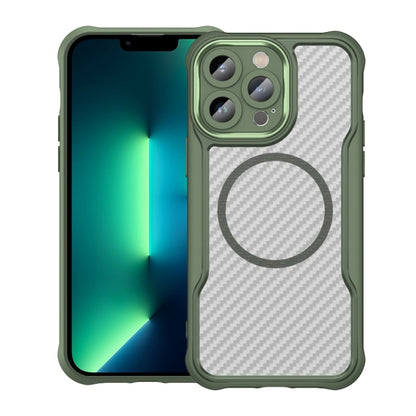 For iPhone 13 Pro Max Carbon Fiber Texture MagSafe Translucent Phone Case(Green) - iPhone 13 Pro Max Cases by buy2fix | Online Shopping UK | buy2fix