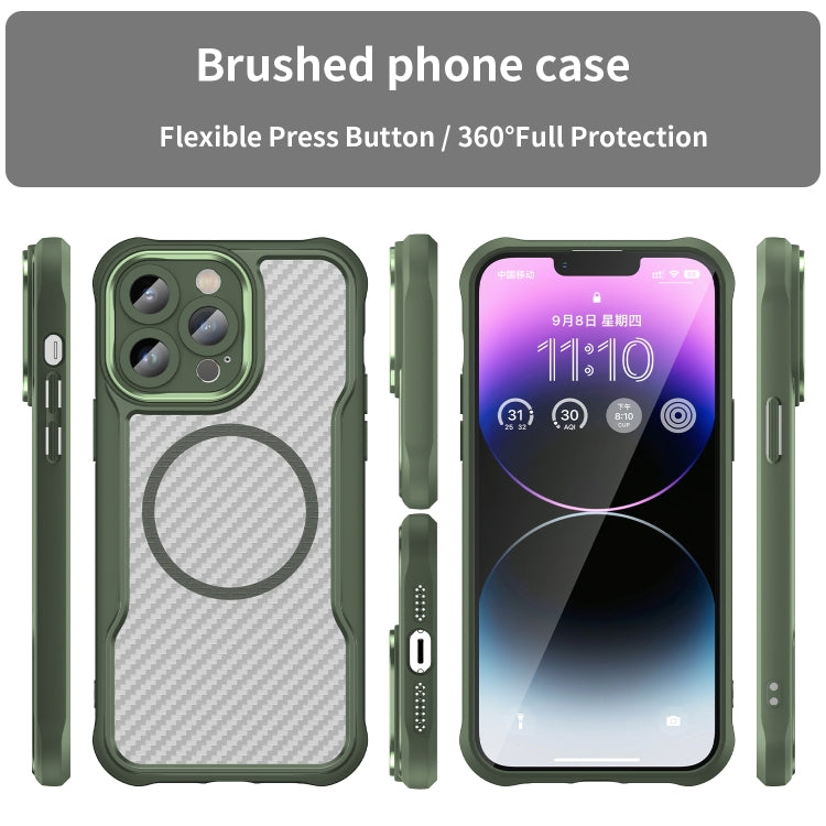 For iPhone 13 Pro Max Carbon Fiber Texture MagSafe Translucent Phone Case(Green) - iPhone 13 Pro Max Cases by buy2fix | Online Shopping UK | buy2fix