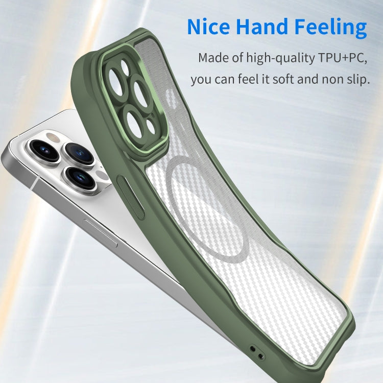 For iPhone 13 Pro Max Carbon Fiber Texture MagSafe Translucent Phone Case(Green) - iPhone 13 Pro Max Cases by buy2fix | Online Shopping UK | buy2fix