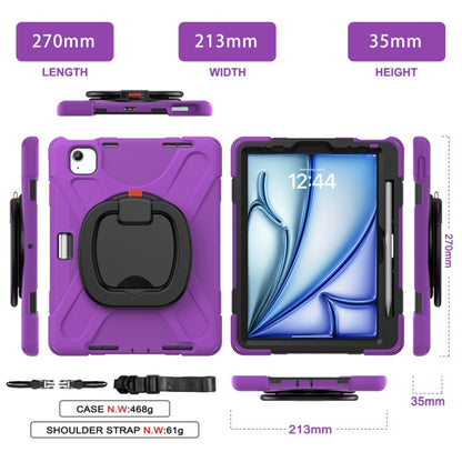 For iPad Air 11 2024 Silicone Hybrid PC Tablet Case with Holder & Shoulder Strap(Purple) - iPad Air 11 2024 Cases by buy2fix | Online Shopping UK | buy2fix