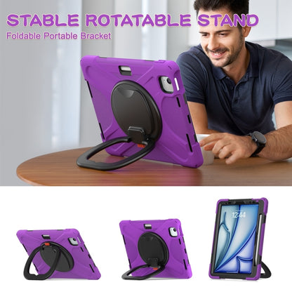 For iPad Air 11 2024 Silicone Hybrid PC Tablet Case with Holder & Shoulder Strap(Purple) - iPad Air 11 2024 Cases by buy2fix | Online Shopping UK | buy2fix