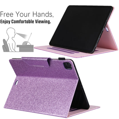 For iPad Pro 11 2024 Glitter Metal Buckle Leather Smart Tablet Case(Purple) - iPad Pro 11 2024 Cases by buy2fix | Online Shopping UK | buy2fix