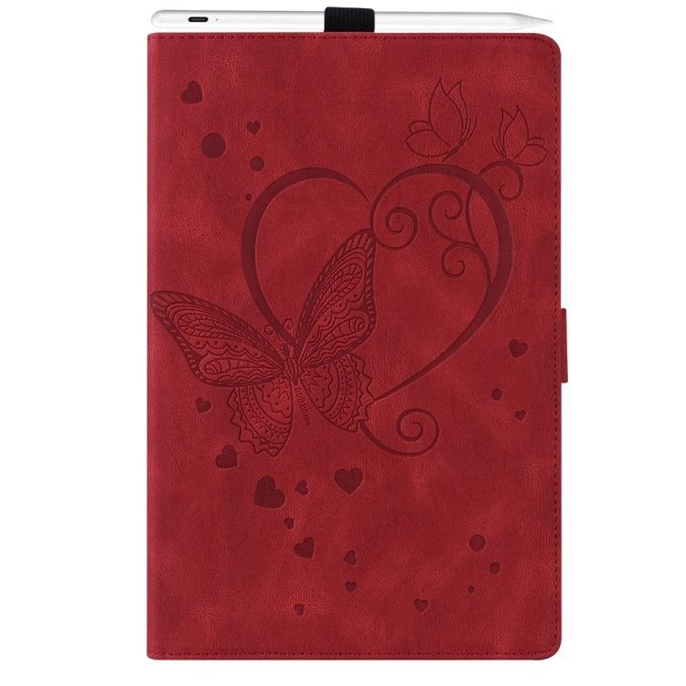 For iPad Pro 11 2024 Love Butterfly Embossed Leather Tablet Case(Red) - iPad Pro 11 2024 Cases by buy2fix | Online Shopping UK | buy2fix