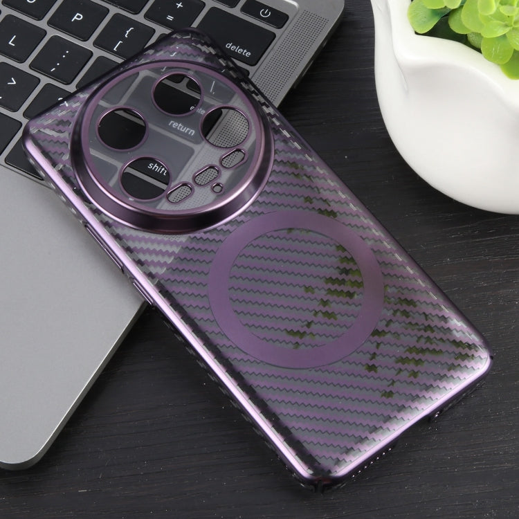 For Xiaomi 14 Ultra 6D Plated Carbon Fiber Clear Magsafe PC Phone Case(Aurora Purple) - 14 Ultra Cases by buy2fix | Online Shopping UK | buy2fix