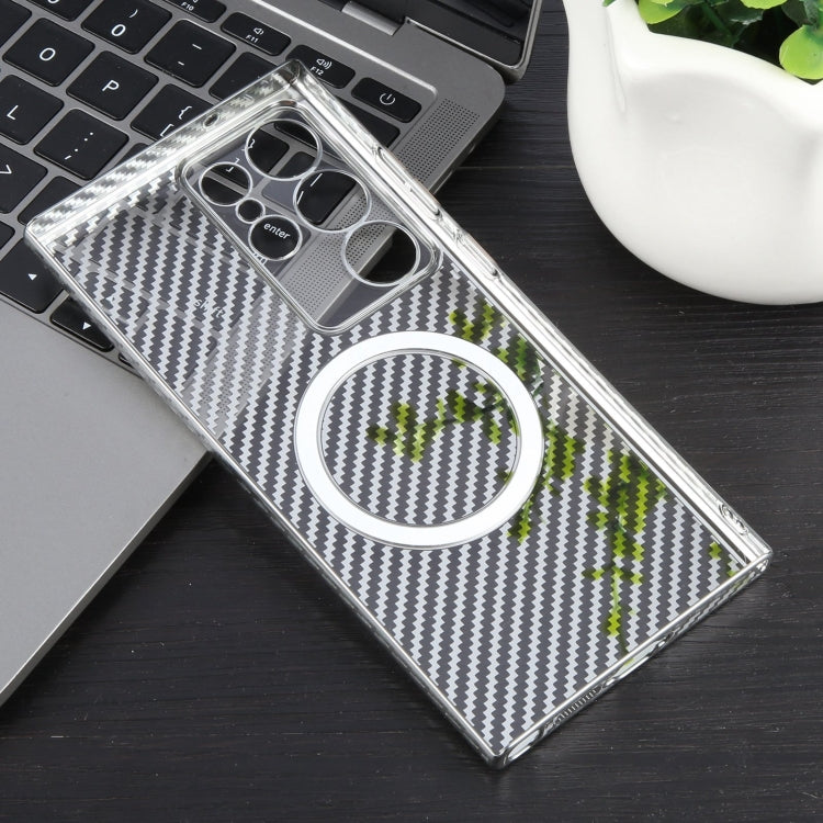 For Samsung Galaxy S24 Ultra 5G 6D Plated Carbon Fiber Clear Magsafe PC Phone Case(Starlight Silver) - Galaxy S24 Ultra 5G Cases by buy2fix | Online Shopping UK | buy2fix