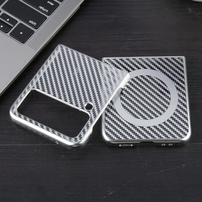 For Samsung Galaxy Z Flip4 6D Plated Carbon Fiber Clear Magsafe PC Phone Case(Starlight Silver) - Galaxy Z Flip4 5G Cases by buy2fix | Online Shopping UK | buy2fix