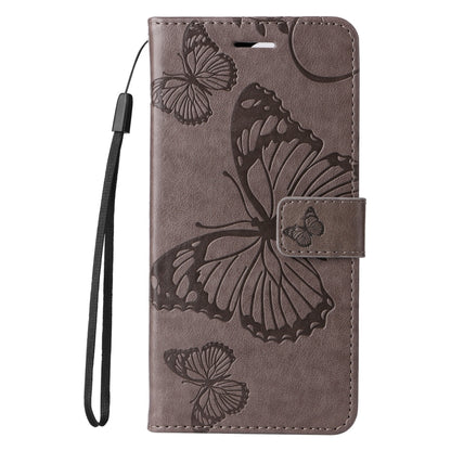 For iPhone 16 3D Butterfly Embossed Pattern Flip Leather Phone Case(Grey) - iPhone 16 Cases by buy2fix | Online Shopping UK | buy2fix