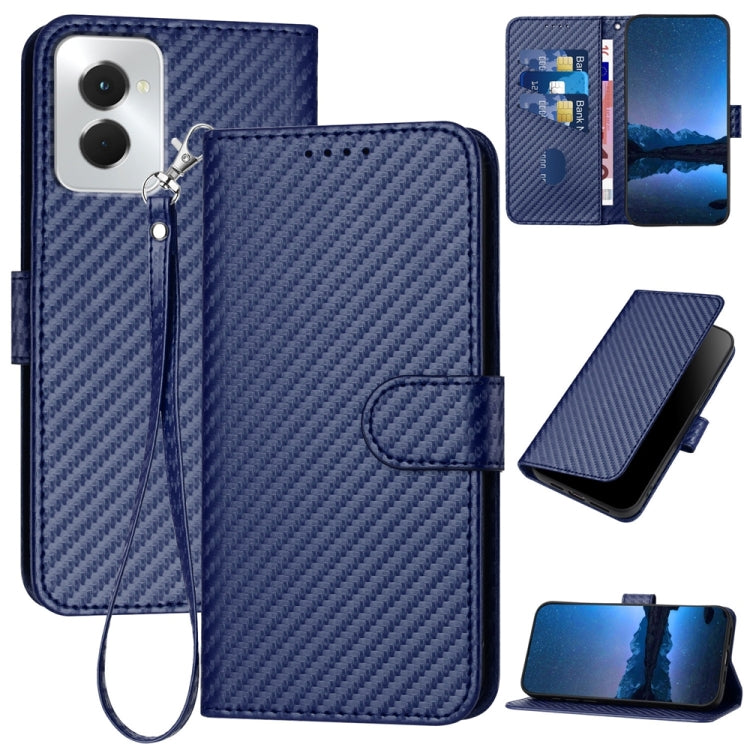 For Motorola Moto G Power 5G 2024 YX0070 Carbon Fiber Buckle Leather Phone Case with Lanyard(Royal Blue) - Motorola Cases by buy2fix | Online Shopping UK | buy2fix