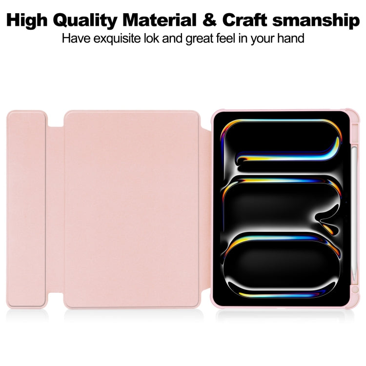 For iPad Pro 11 2024 Transparent Rotation Smart Leather Tablet Case(Pink) - iPad Pro 11 2024 Cases by buy2fix | Online Shopping UK | buy2fix