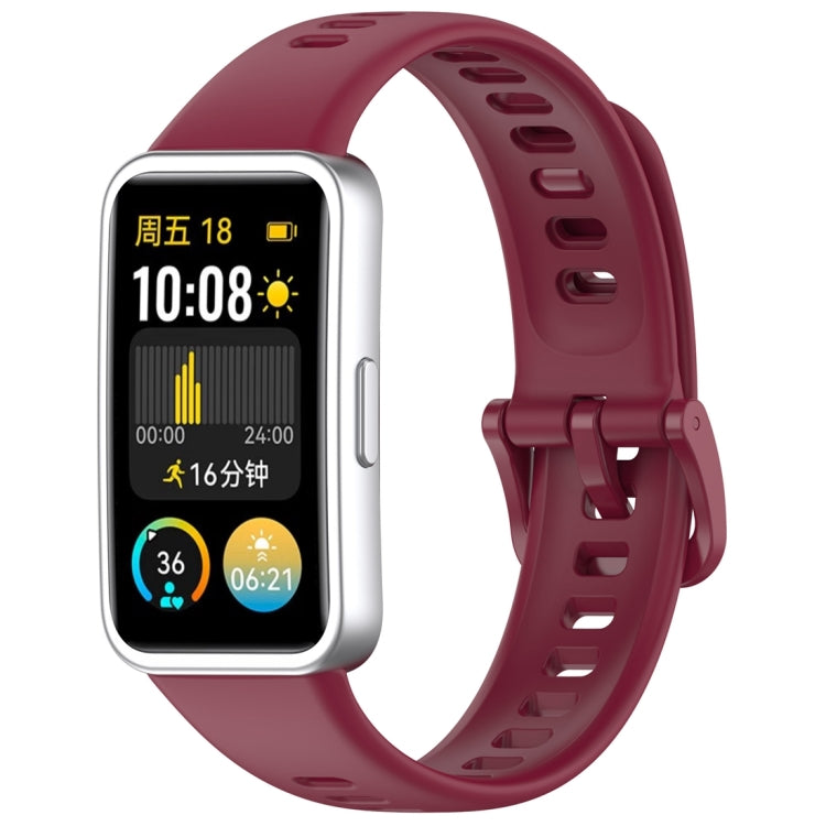 For Huawei Band 9 / 9 NFC / 8 / 8 NFC Nail Button Glossy Silicone Watch Band(Wine Red) - Watch Bands by buy2fix | Online Shopping UK | buy2fix