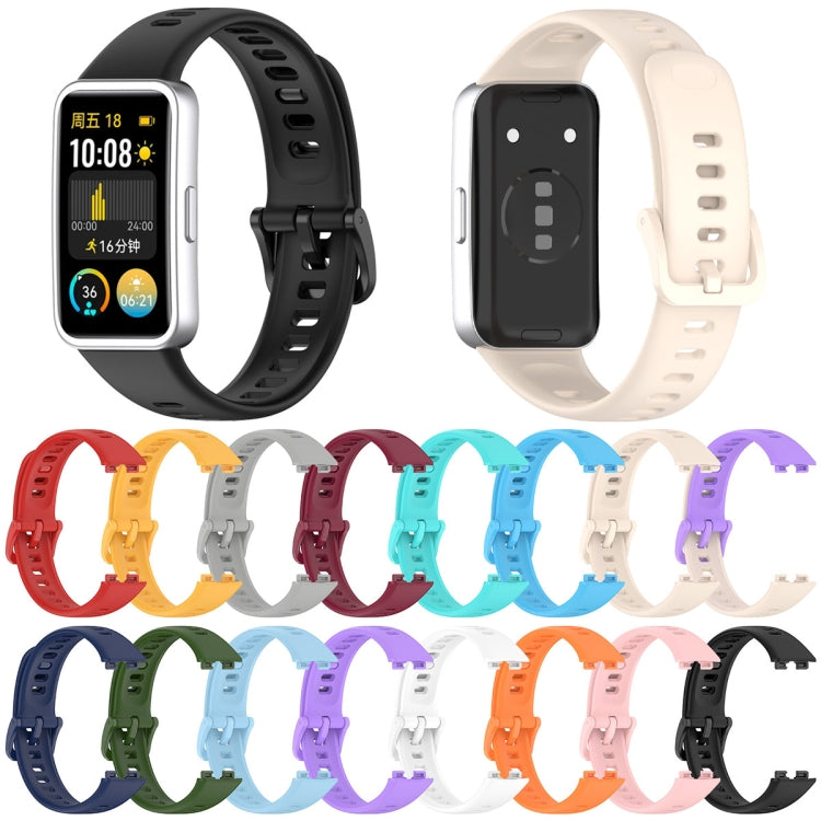 For Huawei Band 9 / 9 NFC / 8 / 8 NFC Nail Button Glossy Silicone Watch Band(Black) - Watch Bands by buy2fix | Online Shopping UK | buy2fix