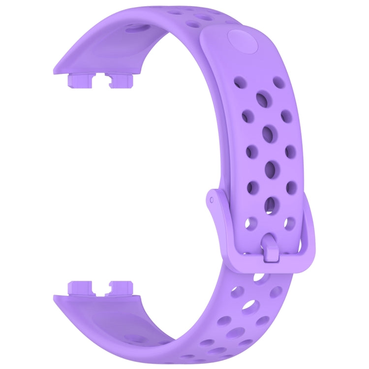 For Huawei Band 9 / 9 NFC / 8 / 8 NFC Round Hole Nail Button Silicone Watch Band(Purple) - Watch Bands by buy2fix | Online Shopping UK | buy2fix