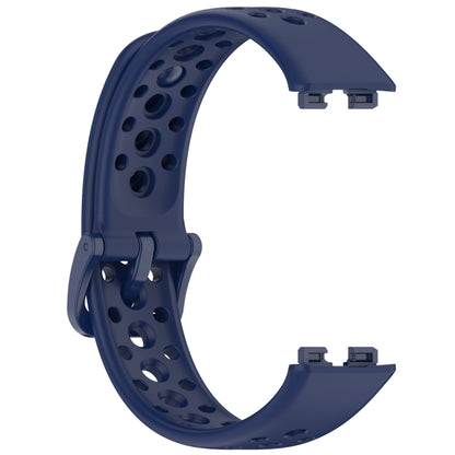 For Huawei Band 9 / 9 NFC / 8 / 8 NFC Round Hole Nail Button Silicone Watch Band(Dark Blue) - Watch Bands by buy2fix | Online Shopping UK | buy2fix